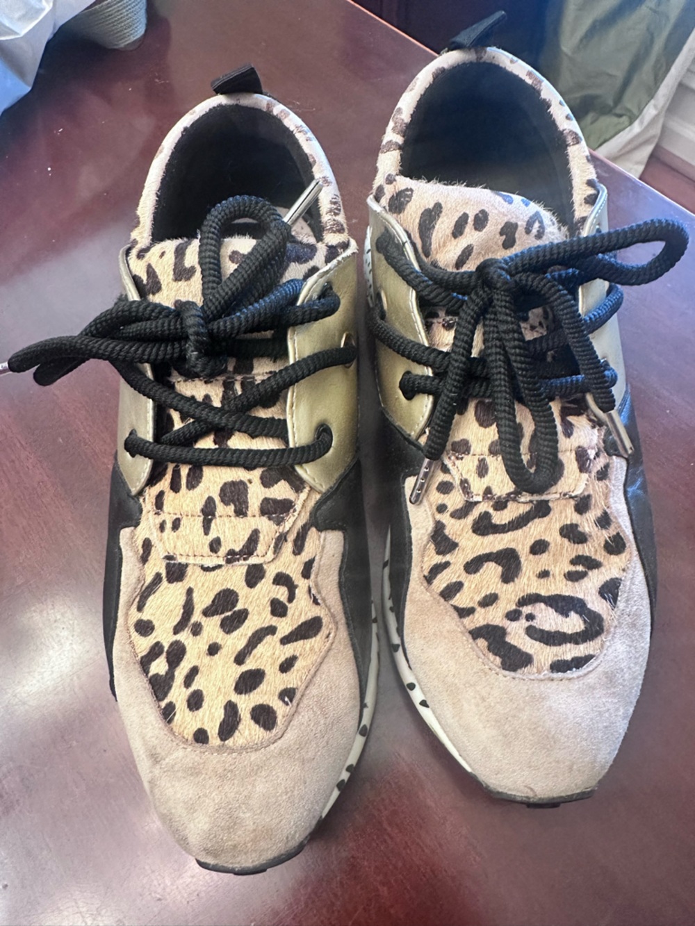 Steve Madden Leopard-Print Lace-Up Sneakers in Tan & Black